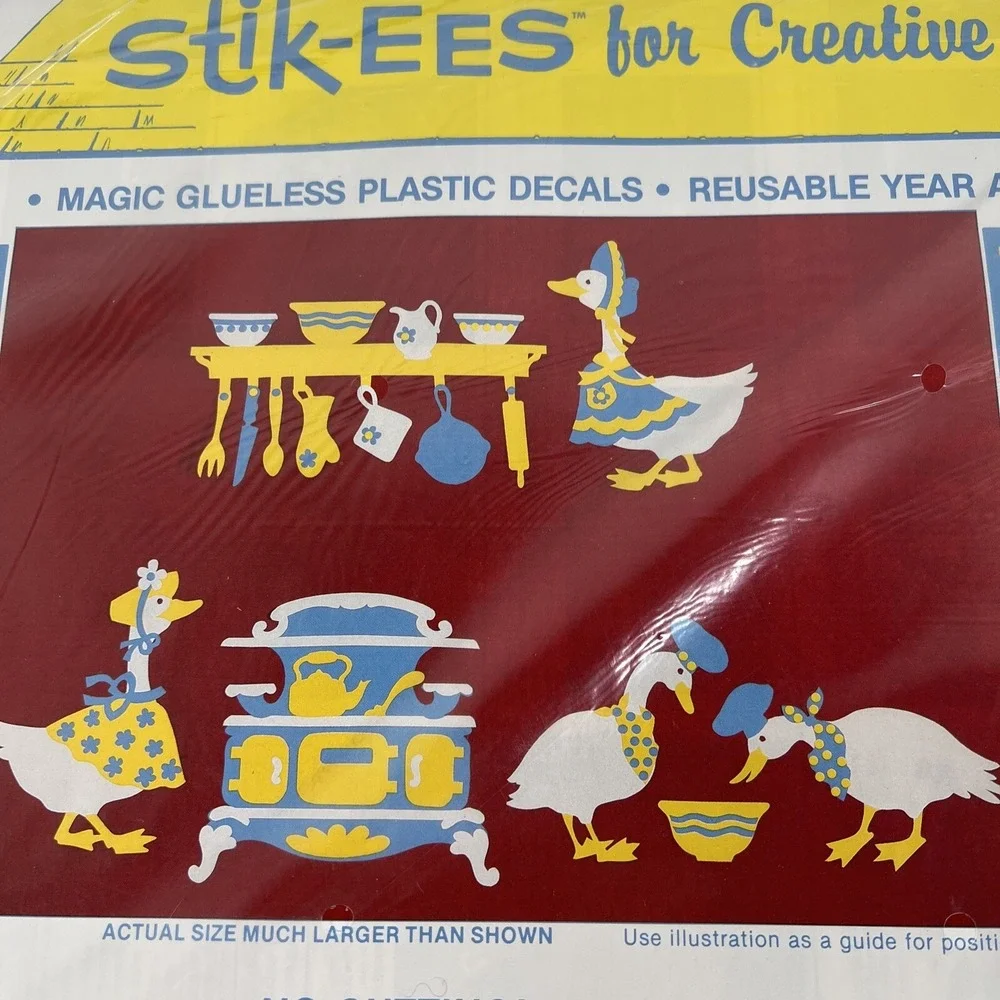 NIP 1987 Vintage STIK-EES COUNTRY GEESE  WINDOW CLINGS Cottagecore Grandmacore